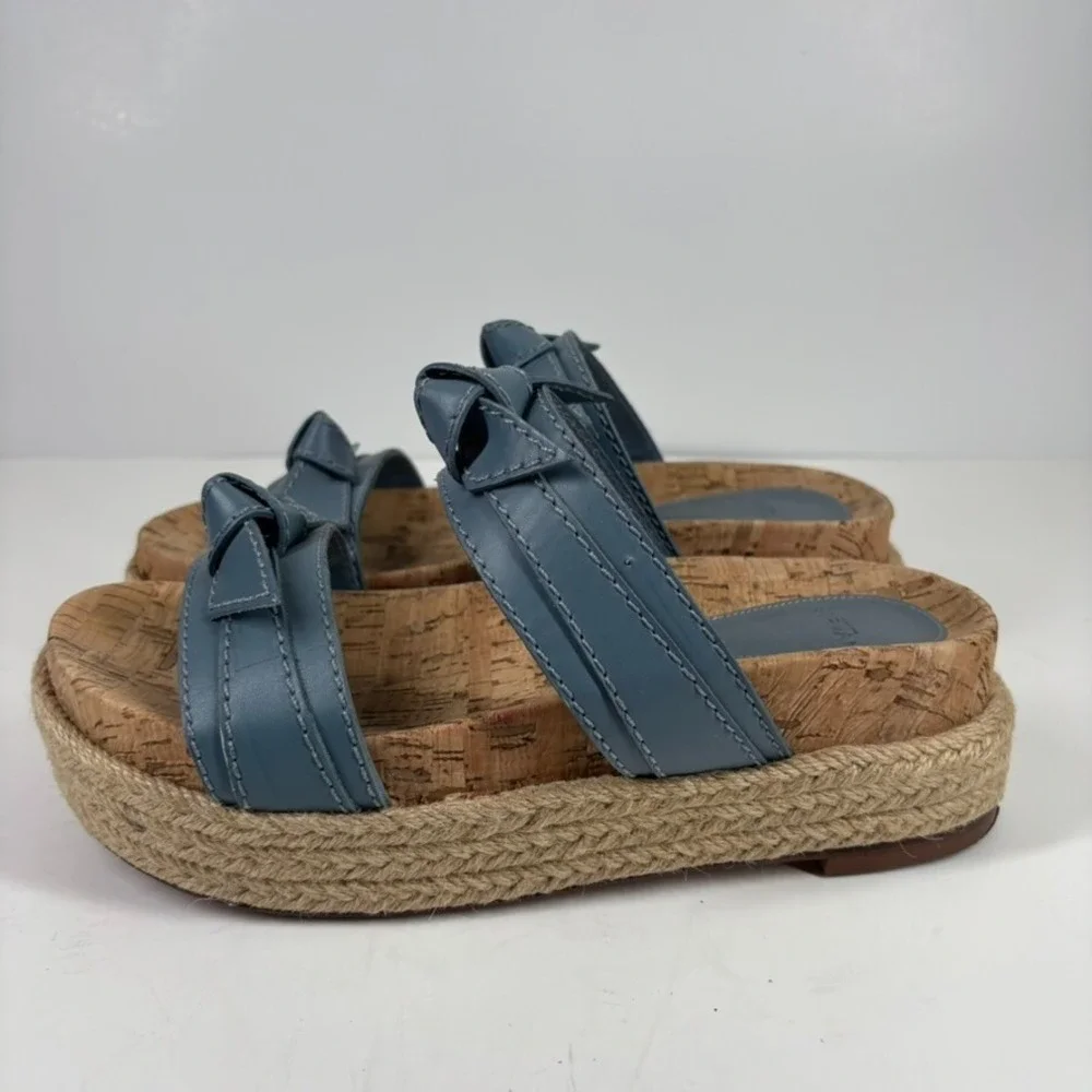 Alexandre Birman Clarita Women's 8.5 Blue Double-Knot Flatform Espadrille Sandal